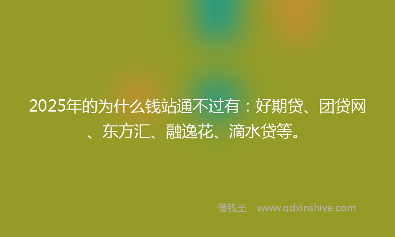 2025年的为什么钱站通不过有：好期贷、团贷网、东方汇、融逸花、滴水贷等。