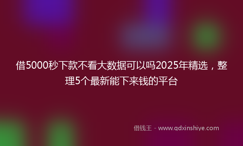 借5000秒下款不看大数据可以吗2025年精选，整理5个最新能下来钱的平台