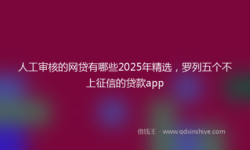 人工审核的网贷有哪些2025年精选，罗列五个不上征信的贷款app
