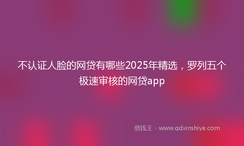 不认证人脸的网贷有哪些2025年精选，罗列五个极速审核的网贷app