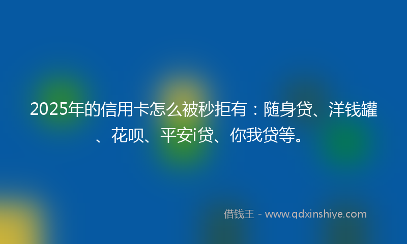 2025年的信用卡怎么被秒拒有：随身贷、洋钱罐、花呗、平安i贷、你我贷等。