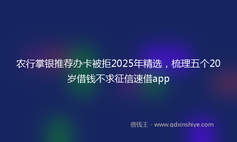 农行掌银推荐办卡被拒2025年精选，梳理五个20岁借钱不求征信速借app