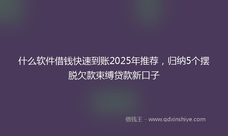 什么软件借钱快速到账2025年推荐，归纳5个摆脱欠款束缚贷款新口子