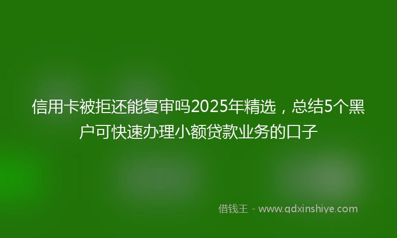 信用卡被拒还能复审吗2025年精选，总结5个黑户可快速办理小额贷款业务的口子