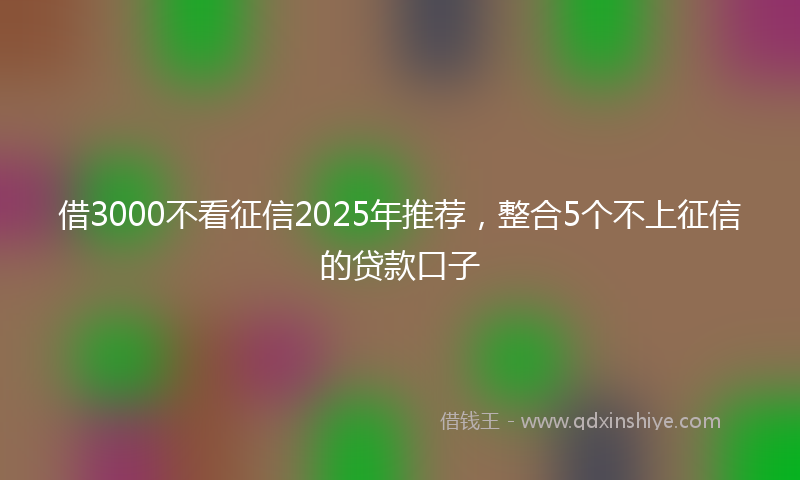 借3000不看征信2025年推荐，整合5个不上征信的贷款口子