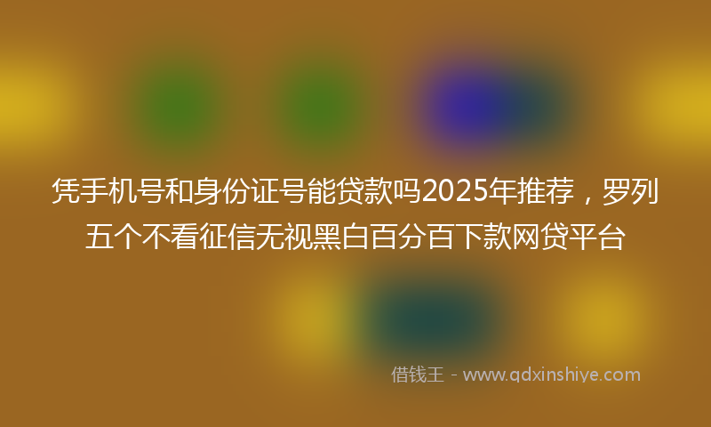 凭手机号和身份证号能贷款吗2025年推荐，罗列五个不看征信无视黑白百分百下款网贷平台