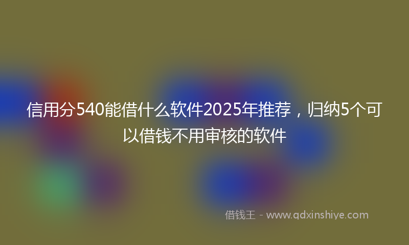 信用分540能借什么软件2025年推荐，归纳5个可以借钱不用审核的软件
