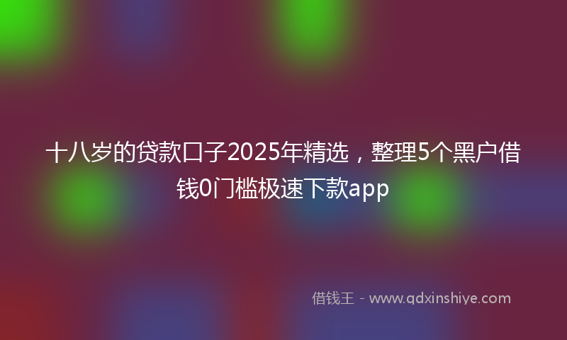 十八岁的贷款口子2025年精选，整理5个黑户借钱0门槛极速下款app