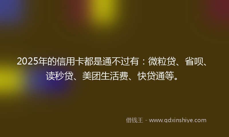 2025年的信用卡都是通不过有：微粒贷、省呗、读秒贷、美团生活费、快贷通等。