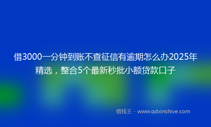 借3000一分钟到账不查征信有逾期怎么办2025年精选，整合5个最新秒批小额贷款口子