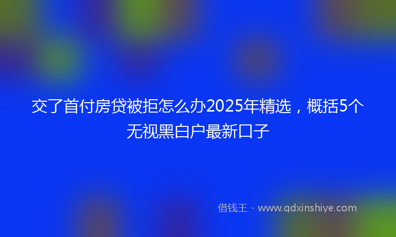 交了首付房贷被拒怎么办2025年精选，概括5个无视黑白户最新口子