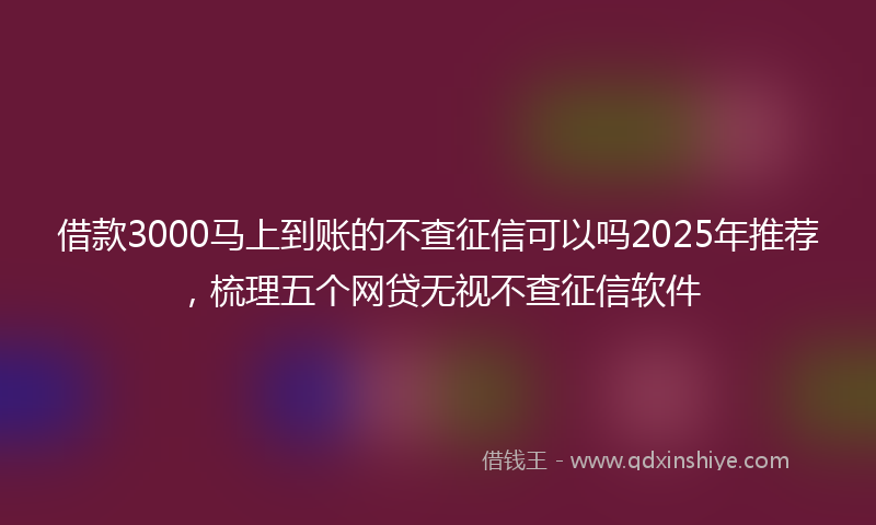 借款3000马上到账的不查征信可以吗2025年推荐，梳理五个网贷无视不查征信软件