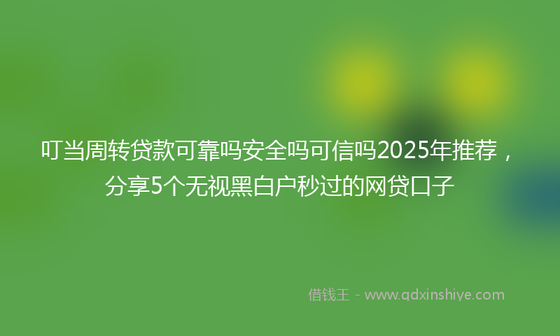 叮当周转贷款可靠吗安全吗可信吗2025年推荐，分享5个无视黑白户秒过的网贷口子