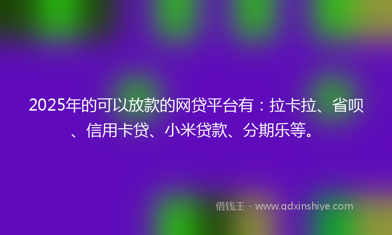 2025年的可以放款的网贷平台有：拉卡拉、省呗、信用卡贷、小米贷款、分期乐等。