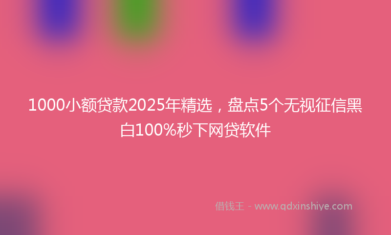1000小额贷款2025年精选，盘点5个无视征信黑白100%秒下网贷软件