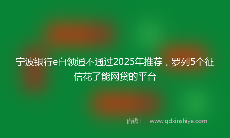 宁波银行e白领通不通过2025年推荐，罗列5个征信花了能网贷的平台