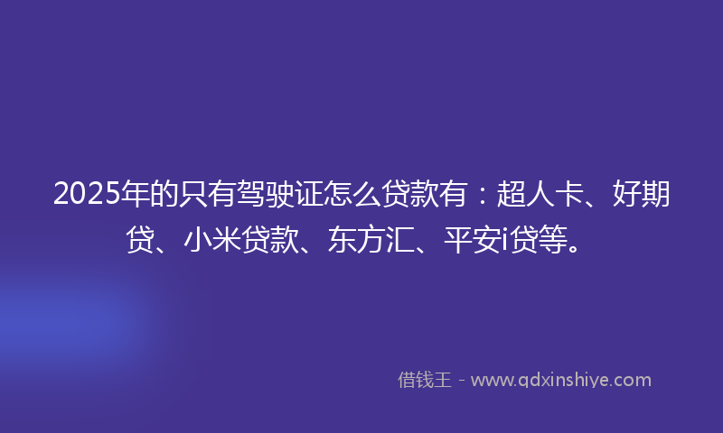2025年的只有驾驶证怎么贷款有：超人卡、好期贷、小米贷款、东方汇、平安i贷等。