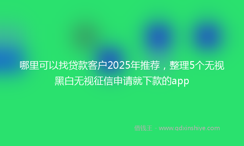 哪里可以找贷款客户2025年推荐，整理5个无视黑白无视征信申请就下款的app