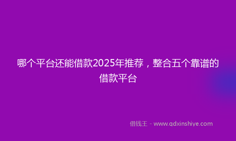 哪个平台还能借款2025年推荐，整合五个靠谱的借款平台