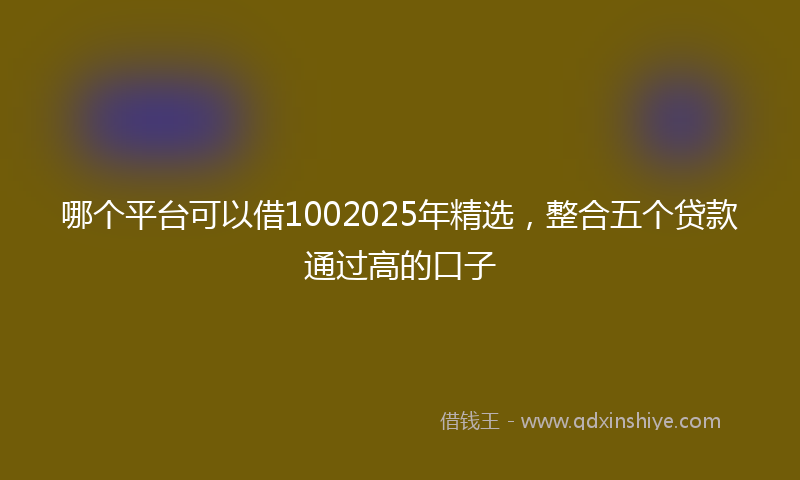 哪个平台可以借1002025年精选，整合五个贷款通过高的口子