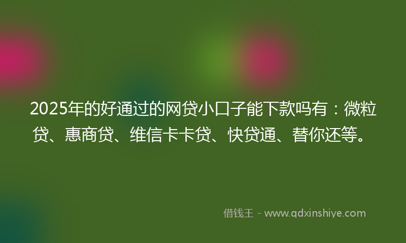 2025年的好通过的网贷小口子能下款吗有：微粒贷、惠商贷、维信卡卡贷、快贷通、替你还等。
