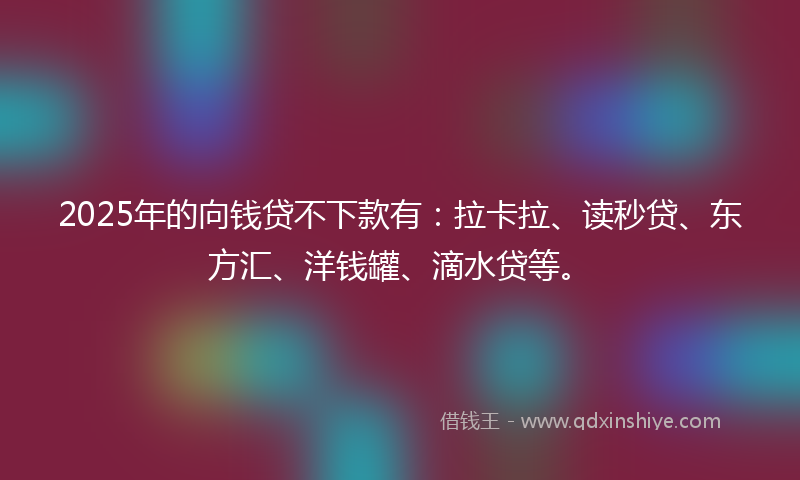 2025年的向钱贷不下款有：拉卡拉、读秒贷、东方汇、洋钱罐、滴水贷等。