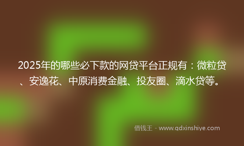 2025年的哪些必下款的网贷平台正规有：微粒贷、安逸花、中原消费金融、投友圈、滴水贷等。