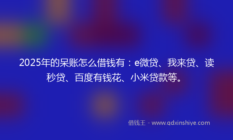 2025年的呆账怎么借钱有：e微贷、我来贷、读秒贷、百度有钱花、小米贷款等。