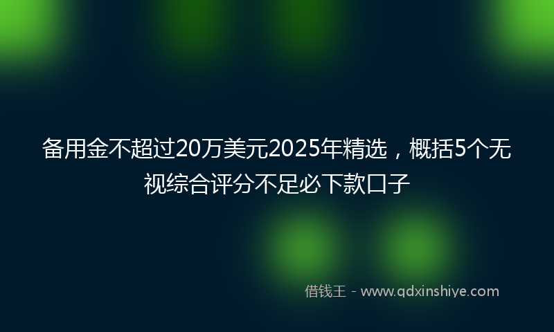备用金不超过20万美元2025年精选，概括5个无视综合评分不足必下款口子