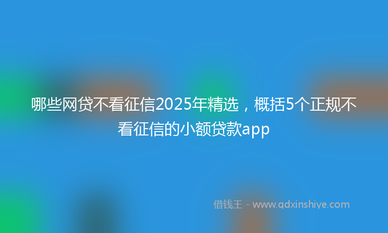 哪些网贷不看征信2025年精选，概括5个正规不看征信的小额贷款app