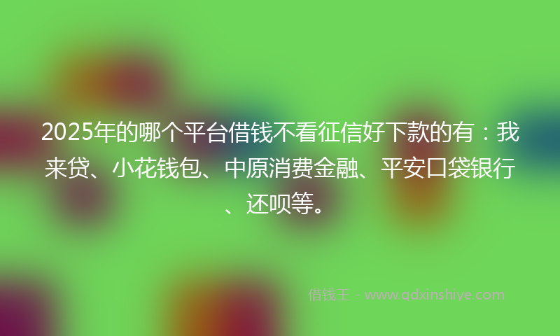 2025年的哪个平台借钱不看征信好下款的有：我来贷、小花钱包、中原消费金融、平安口袋银行、还呗等。