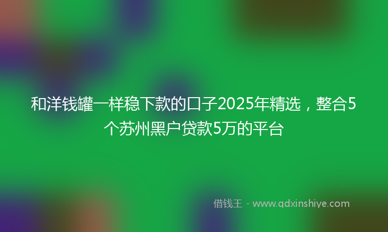 和洋钱罐一样稳下款的口子2025年精选，整合5个苏州黑户贷款5万的平台