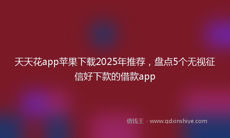 天天花app苹果下载2025年推荐，盘点5个无视征信好下款的借款app
