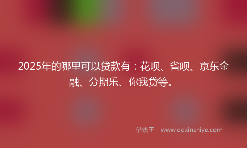2025年的哪里可以贷款有：花呗、省呗、京东金融、分期乐、你我贷等。