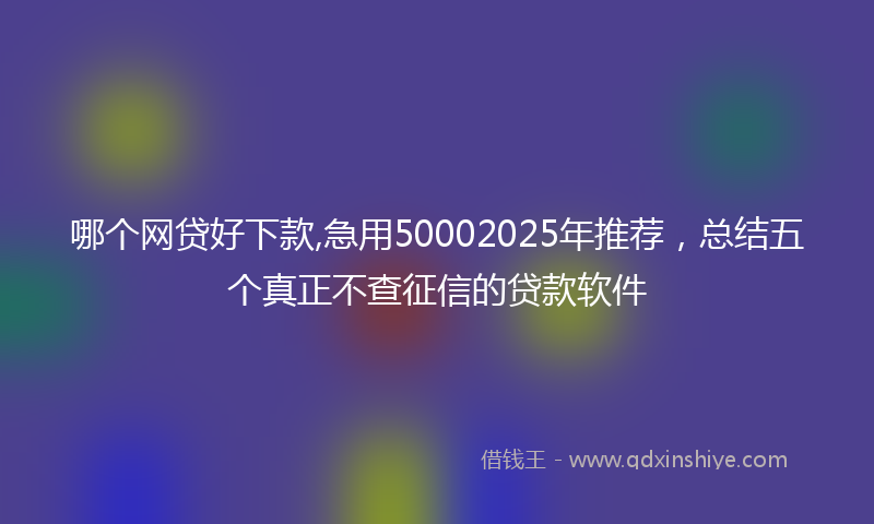 哪个网贷好下款,急用50002025年推荐，总结五个真正不查征信的贷款软件