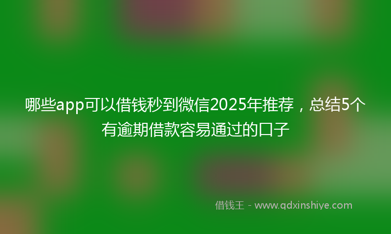 哪些app可以借钱秒到微信2025年推荐，总结5个有逾期借款容易通过的口子