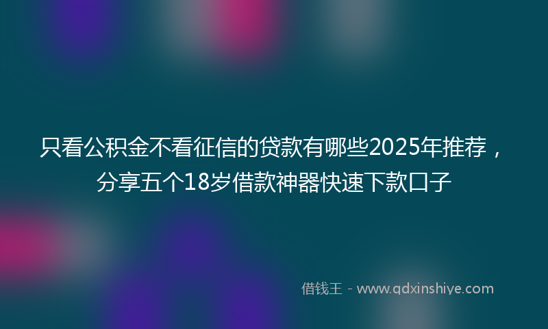 只看公积金不看征信的贷款有哪些2025年推荐，分享五个18岁借款神器快速下款口子