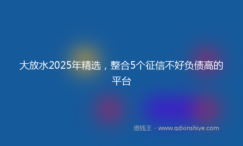 大放水2025年精选，整合5个征信不好负债高的平台