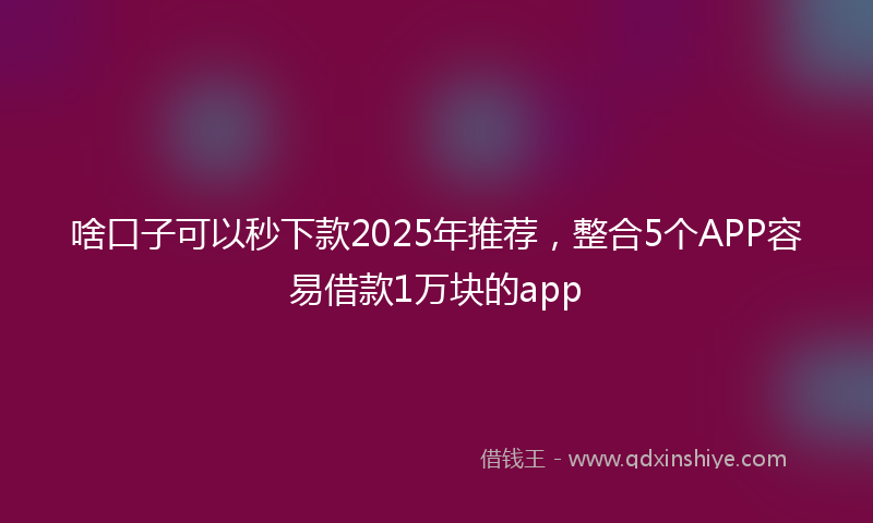 啥口子可以秒下款2025年推荐，整合5个APP容易借款1万块的app
