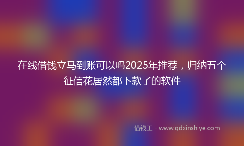 在线借钱立马到账可以吗2025年推荐，归纳五个征信花居然都下款了的软件