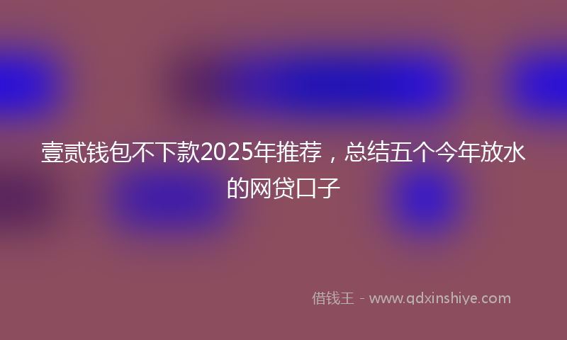 壹贰钱包不下款2025年推荐，总结五个今年放水的网贷口子