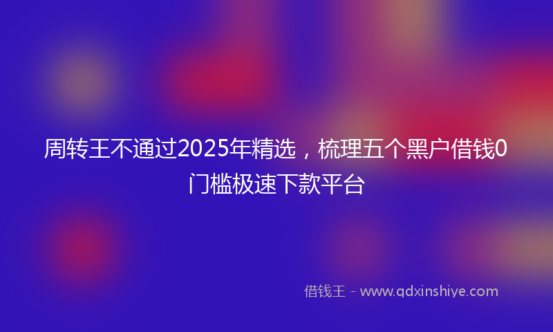 周转王不通过2025年精选，梳理五个黑户借钱0门槛极速下款平台