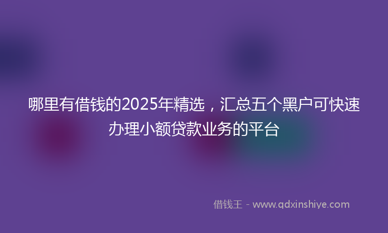 哪里有借钱的2025年精选，汇总五个黑户可快速办理小额贷款业务的平台