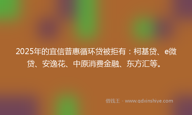 2025年的宜信普惠循环贷被拒有：柯基贷、e微贷、安逸花、中原消费金融、东方汇等。