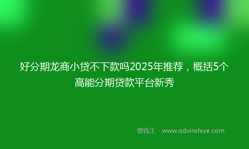 好分期龙商小贷不下款吗2025年推荐，概括5个高能分期贷款平台新秀