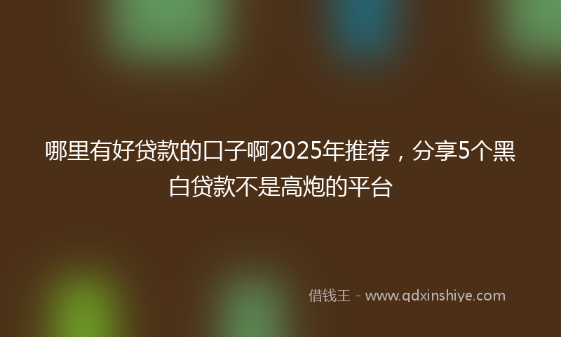 哪里有好贷款的口子啊2025年推荐，分享5个黑白贷款不是高炮的平台