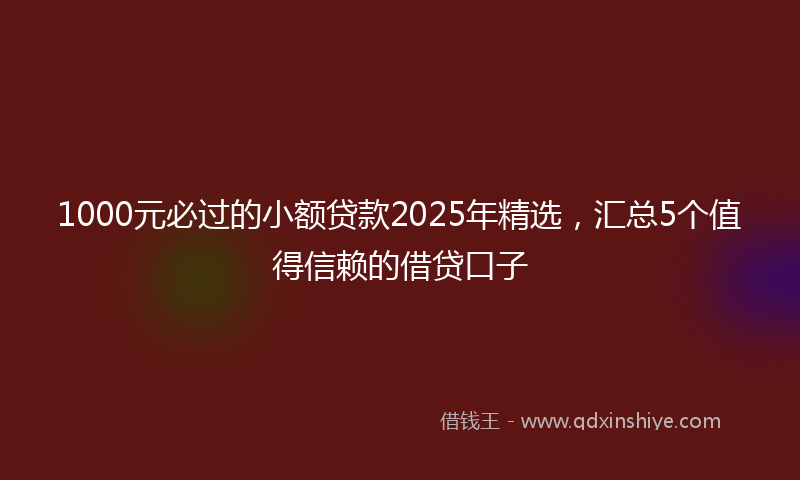 1000元必过的小额贷款2025年精选，汇总5个值得信赖的借贷口子