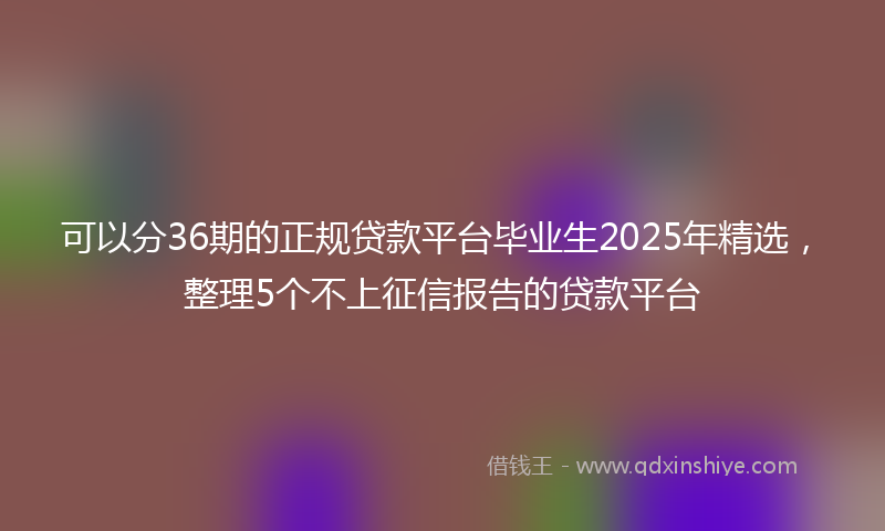 可以分36期的正规贷款平台毕业生2025年精选，整理5个不上征信报告的贷款平台