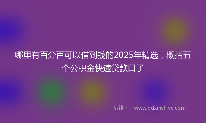 哪里有百分百可以借到钱的2025年精选，概括五个公积金快速贷款口子