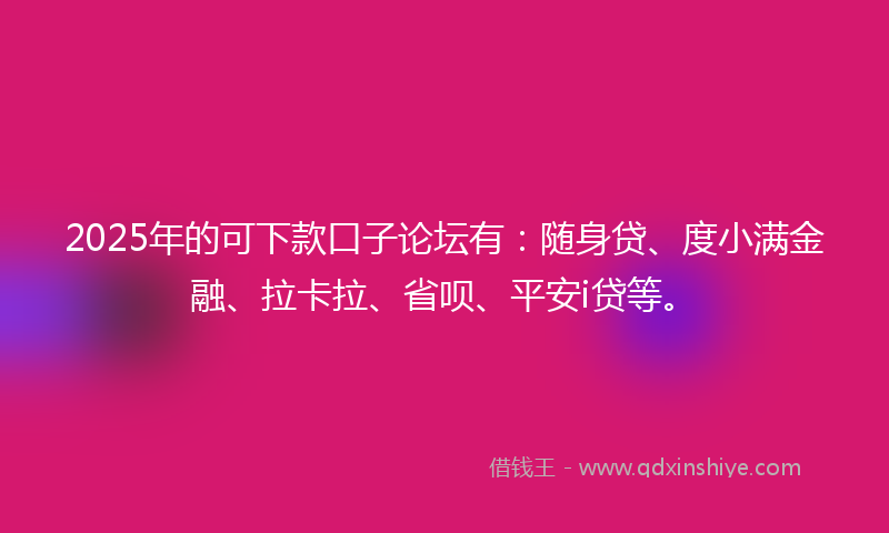 2025年的可下款口子论坛有：随身贷、度小满金融、拉卡拉、省呗、平安i贷等。